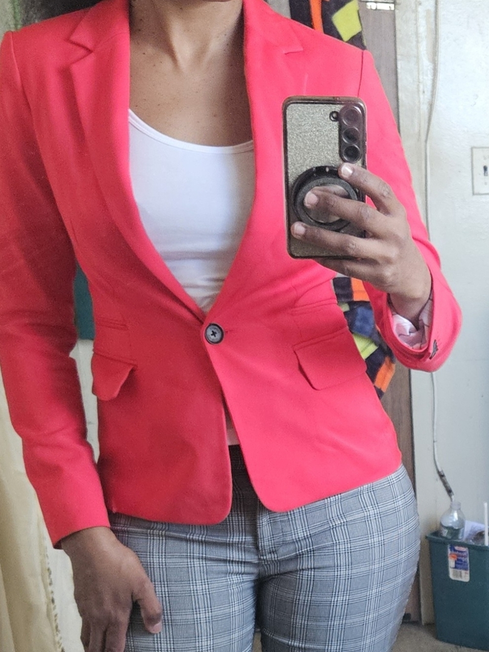 Women's Bright Pink Tailored Single-Button Blazer